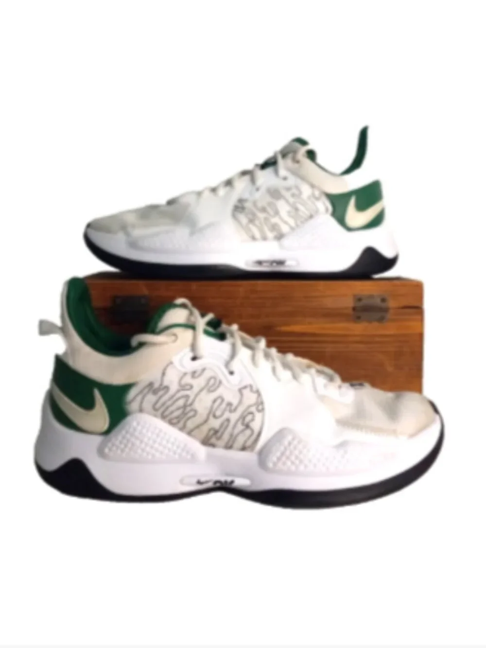 Nike PG 5 Live Life Basketball Shoes Men's Size 8.5 White Green DC6768-991